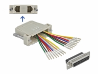 Delock D-Sub 25 pin crimp female to 2 x RJ45 female with assembly kit beige