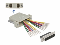 Delock D-Sub 25 pin crimp male to 2 x RJ45 female with assembly kit beige