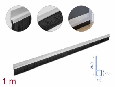 Delock Brush strip 40 mm with aluminium profile straight - length 1 m