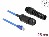 Delock Cable RJ45 plug to RJ45 jack Cat.6 waterproof with cable gland and bend protection