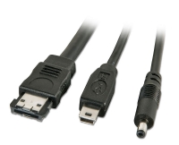 Lindy eSATAp to eSATA, USB Mini B & 5V DC Mini Jack Splitter Cable, 0.5m