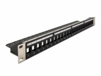 Delock 19″ Keystone Patch Panel 24 port with strain relief black