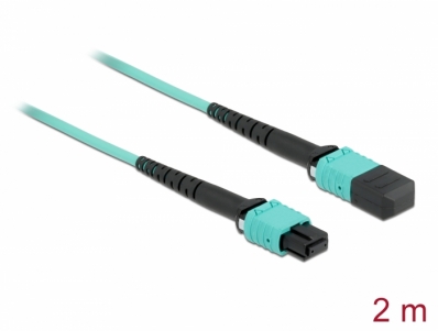 Delock Optical Fiber Cable MPO female to MPO female 12 fibers, polarity A, multi-mode OM4, 50/125 µm, 2 m