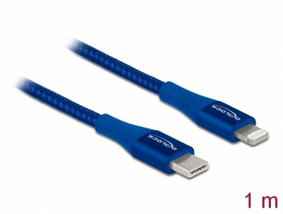 Delock Data and charging cable USB Type-C™ to Lightning™ for iPhone™, iPad™ and iPod™ blue 1 m MFi