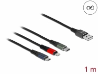 Delock USB Charging Cable 3 in 1 for Lightning™ / Micro USB / USB Type-C™ 1 m 3-coloured