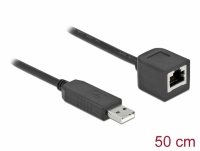 Delock Serial Connection Cable with FTDI chipset, USB 2.0 Type-A male to RS-232 RJ45 female 50 cm black