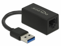 Delock Adapter SuperSpeed USB (USB 3.2 Gen 1) with USB Type-A male > Gigabit LAN 10/100/1000 Mbps compact black