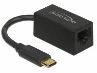 Delock Adapter SuperSpeed USB (USB 3.2 Gen 1) with USB Type-C™ male > Gigabit LAN 10/100/1000 Mbps compact black