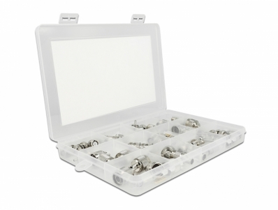Delock Crimpbox 48 pieces 50 Ohm with BNC, TNC and N connectors