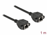 Delock Network Extension Cable S/FTP RJ45 jack to RJ45 jack Cat.6A 1 m black