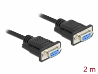 Delock Serial Cable RS-232 D-Sub 9 female to female null modem with narrow plug housing - Full Handshaking - 2 m