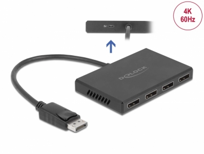 Delock DisplayPort 1.4 Splitter 1 x DisplayPort in to 4 x DisplayPort out