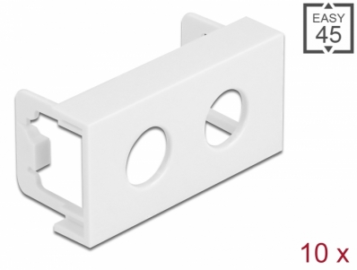 Delock Easy 45 Module Plate Round cut-out 2 x M10, 45 x 22.5 mm 10 pieces white