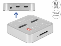Delock Docking Station for 1 x M.2 NVMe SSD + 1 x M.2 SATA SSD with SD Express (SD 7.1) Card Reader and Clone Function