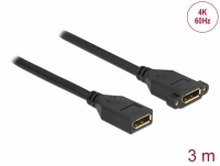 Delock DisplayPort 1.2 cable female to female panel-mount 4K 60 Hz 3 m