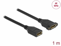 Delock DisplayPort 1.2 cable female to female panel-mount 4K 60 Hz 1 m