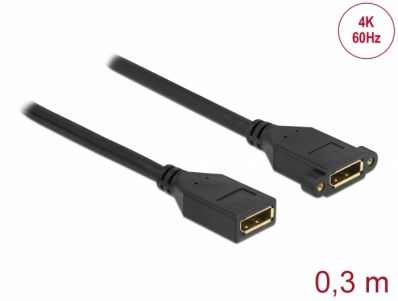 Delock DisplayPort 1.2 cable female to female panel-mount 4K 60 Hz 30 cm