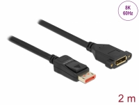 Delock DisplayPort extension cable panel-mount 8K 60 Hz 2 m
