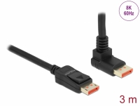 Delock DisplayPort cable male straight to male 90° upwards angled 8K 60 Hz 3 m