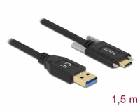 Delock SuperSpeed USB (USB 3.2 Gen 1) Cable Type-A male to USB Type-C™ male with screws on the sides 1.5 m