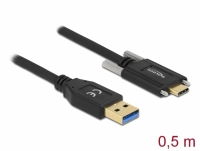 Delock SuperSpeed USB 10 Gbps (USB 3.2 Gen 2) Cable Type-A male to USB Type-C™ male with screws on the sides 0.5 m