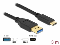 Delock SuperSpeed USB (USB 3.2 Gen 1) Cable Type-A to USB Type-C™ 3 m