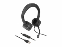 Delock USB Stereo Headset with Cable Remote Control and Quick-Mute Button for PC and Laptop