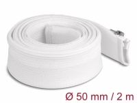 Delock Braided Sleeve with zip fastener heat-resistant 2 m x 50 mm white