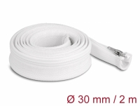 Delock Braided Sleeve with zip fastener heat-resistant 2 m x 30 mm white