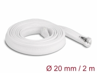 Delock Braided Sleeve with zip fastener heat-resistant 2 m x 20 mm white