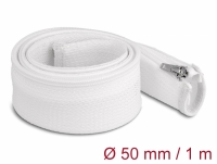 Delock Braided Sleeve with zip fastener heat-resistant 1 m x 50 mm white