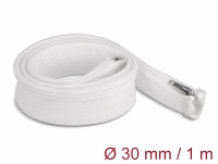 Delock Braided Sleeve with zip fastener heat-resistant 1 m x 30 mm white