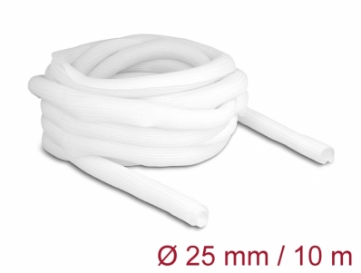 Delock Braided Sleeve self-closing 10 m x 25 mm white