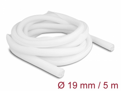 Delock Braided Sleeve self-closing 5 m x 19 mm white