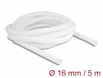 Delock Braided Sleeve self-closing 5 m x 16 mm white