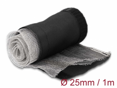 Delock EMI Shielding braided sleeve with hook-and-loop fastener heat resistant 1 m x 25 mm black