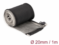 Delock EMI Shielding braided sleeve with zip heat resistant 1 m x 20 mm black