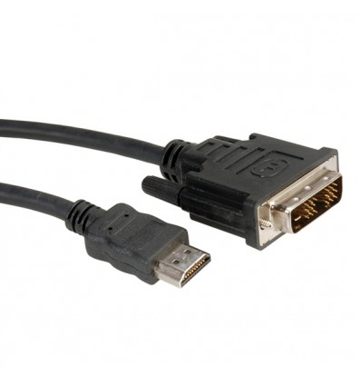 ROLINE DVI Cable, DVI (18+1) M - HDMI M 2 m