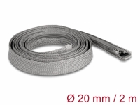 Delock Braided Sleeve with zip fastener heat-resistant 2 m x 20 mm grey