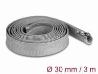 Delock Braided Sleeve with zip fastener heat-resistant 3 m x 30 mm grey