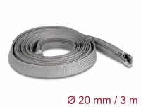 Delock Braided Sleeve with zip fastener heat-resistant 3 m x 20 mm grey