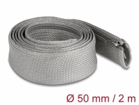 Delock Braided Sleeve with zip fastener heat-resistant 2 m x 50 mm grey
