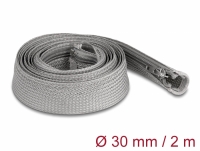 Delock Braided Sleeve with zip fastener heat-resistant 2 m x 30 mm grey