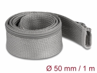Delock Braided Sleeve with zip fastener heat-resistant 1 m x 50 mm grey