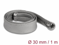 Delock Braided Sleeve with zip fastener heat-resistant 1 m x 30 mm grey