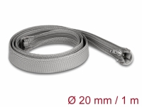 Delock Braided Sleeve with zip fastener heat-resistant 1 m x 20 mm grey