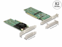 Delock PCI Express x16 Card to 4 x internal NVMe M.2 Key M - Low Profile Form Factor