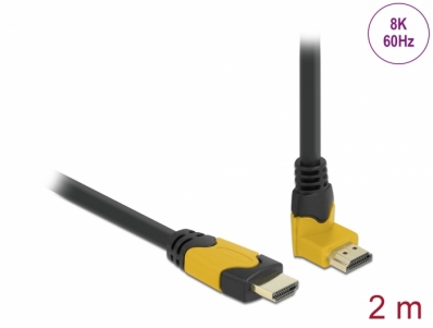 Delock High Speed HDMI cable male straight to male 90° upwards angled 48 Gbps 8K 60 Hz 2 m