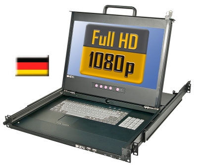 Lindy 17" Full HD LCD KVM Console Dual Rail, DE layout