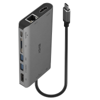 Lindy USB 3.2 Type C Laptop Mini Dock - 4K HDMI & DP, PD 3.0 100W, USB 3.2, Gigabit Ethernet, SD, Audio